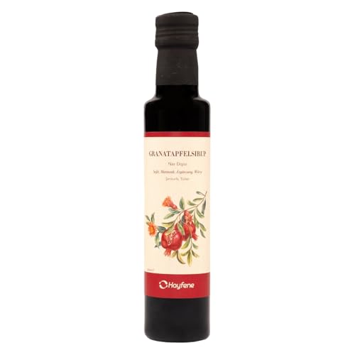 Hayfene 100% Natürlicher Granatapfelsirup - Gergestellt aus Granatapfelsaft, Ohne Zuckerzusatz, Vegan, Glutenfrei, Ideal für Salate, Marinaden und Getränke, 250ml von Hayfene