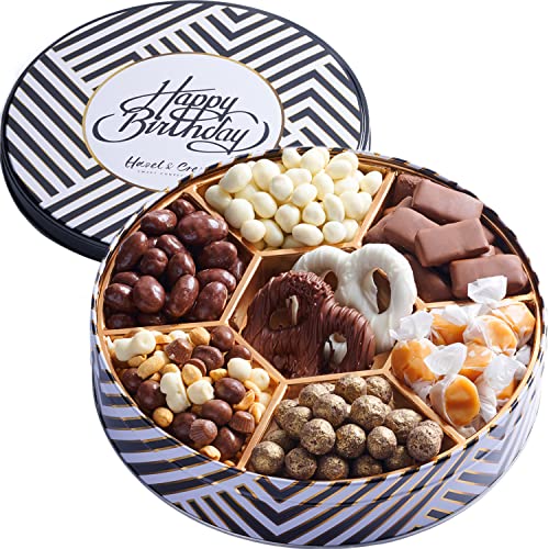 Hazel & Creme Geschenkbox aus Blech, mit Aufschrift "Happy Birthday", Gourmet-Schokoladen-Geschenkbox für Damen/Herren von Hazel & Creme