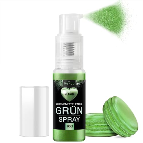 Essbares Glitzer Spray Grün10g, Waldgrün Glitzerpulver essbar vegan und E171 frei, essbarer Glitzer für Getränke & Lebensmittel von He-Ju