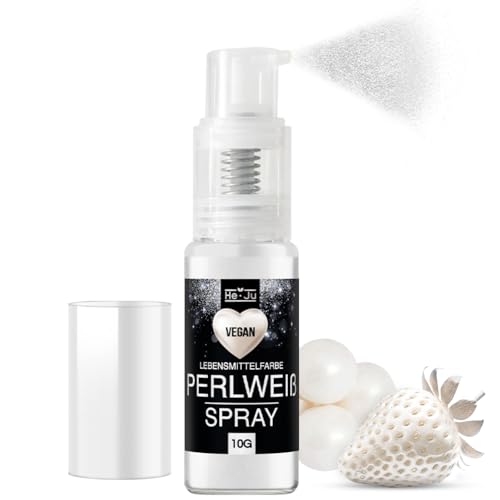 Essbares Glitzer Spray Weiß 10g, Perlweiß Glitzerpulver essbar vegan und E171 frei, essbarer Glitzer für Getränke & Lebensmittel von He-Ju