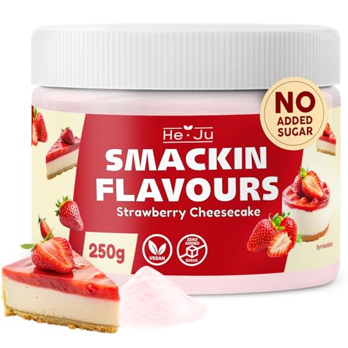 He-Ju Flavour Pulver Strawberry Cheesecake, vegan, Erdbeer Cheesecake Geschmackspulver ohne Kalorien 1x250g von He-Ju