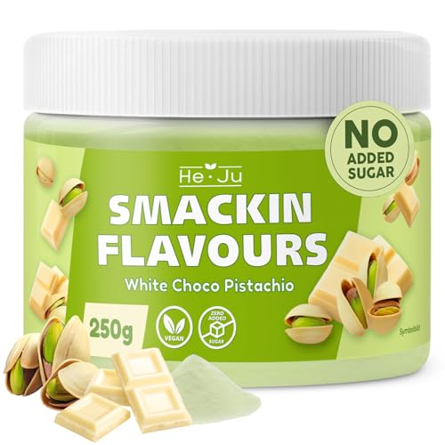 He-Ju Flavour Pulver Weiße Schokolade Pistazie vegan, White Choco Pistachio Geschmackspulver ohne Kalorien 1x 250g von He-Ju