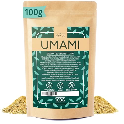 He-Ju Umami Gewürzmischung 100g, Umami Gewürz Vegan, ohne Zusätze, Alleswürzer Gewürz Allrounder Mischung mit vollmundigem Geschmack, Universalwürzer von He-Ju