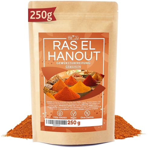 He-Ju Ras el Hanout Gewürz-Mischung 250 g Gewürz Ras el Hanout, vegan, glutenfrei, ohne Zuckerzusatz von He-Ju