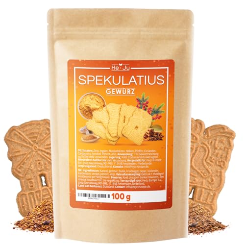 He-Ju Spekulatiusgewürz 100g, vegan und glutenfrei und ohne Zuckerzusatz, köstliche Spekulatius Gewürzmischung, ideal für Weihnachtsgebäck und Desserts von He-Ju