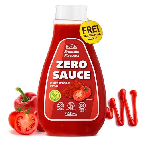 He-Ju Zero Sauce Curry Ketchup, 1x 425ml Light Sauce, ohne Fett und ohne Zuckerzusatz, vegan und glutenfrei, Keto Diät geeignet (425 ml (1er Pack), Curry Ketchup Style) von He-Ju