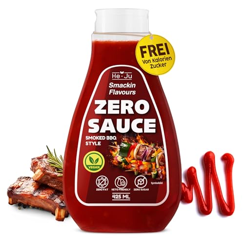 He-Ju Zero Sauce Smoked BBQ 1x 425ml Light Sauce, ohne Fett und ohne Zuckerzusatz, vegan und glutenfrei, Keto Diät geeignet (425 ml (1er Pack), Smoked BBQ Style) von He-Ju