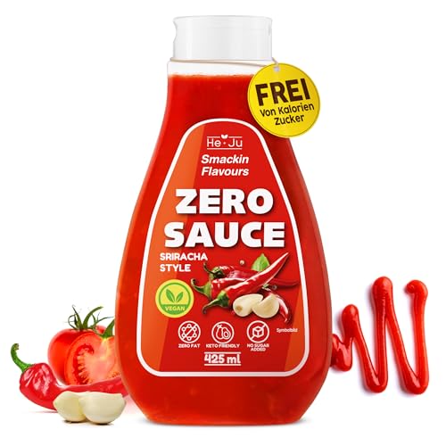 He-Ju Zero Sauce Sriracha 1x 425ml Light Sauce, ohne Fett und ohne Zuckerzusatz, vegan und glutenfrei, Keto Diät geeignet (425 ml (1er Pack), Sriracha Style) von He-Ju