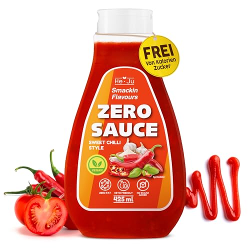 He-Ju Zero Sauce Sweet Chili 1x 425ml Light Sauce, ohne Fett und ohne Zuckerzusatz, vegan und glutenfrei, Keto Diät geeignet (425 ml (1er Pack), Sweet Chili Style) von He-Ju