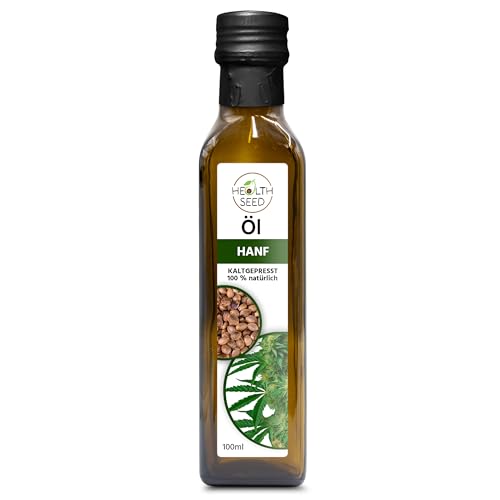 Health Seed® Ungefiltert Hanföl - 100% Rein Kaltgepresst Glasflasche - Frisch vom Hersteller - 100 ml von Health Seed