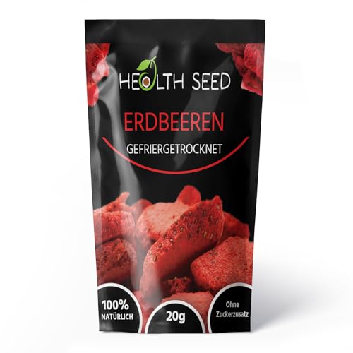 Health Seed - Gefriergetrocknete Erdbeeren | 100% natürlich Erdbeere | GVO-frei Glutenfrei - 20 g von Health Seed