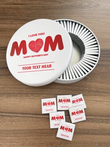 I Love You Mom Happy Mother's Day Design - Mothers Day - Custom Chocolate favor for Mother - Multi Design - Mini Chocolate - Personalized - Unique - Customizable (60) von Hediyenza