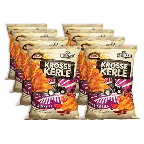 Krosse Kerle Chips | HeiMart | Chili & Paprika | 8er Box | regional | glutenfrei | vegan | 8 x 115 g von HeiMart