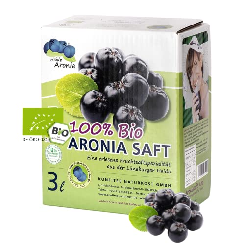 Heide Aronia Bio-Aronia-Muttersaft I 3 Liter Bag-in-Box I ohne Zusatzstoffe & Aromen I Fruchtgehalt von 100% I Aronia Direktsaft I Aroniabeeren aus deutscher Ernte von Heide Aronia