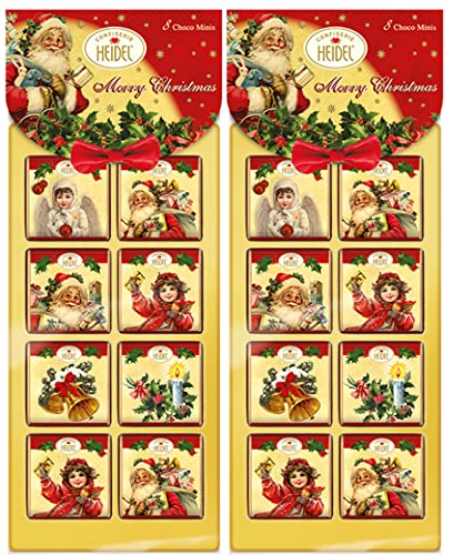 Heidel Confiserie 2 x 8er Choco Minis Weihnachten Nostalgie – Schokolade Weihnachten – Mini- Schokoladentafeln, 2x40g von Heidel Confiserie