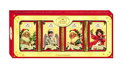 Heidel – Geschenkbox mit Schokolade für Weihnachten – feine Schokoladentafeln in einer Präsentbox – Chocoladen-Präsent Weihnachts-Nostalgie, 8 kleine Schokoladentafeln von Heidel Confiserie