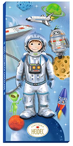 Astronauten Edel-Vollmilch Schokoladen Tafel, Geschenk für kleine und große Kosmonauten zum Geburtstag, Kindertag, Einschulung, Mottoparty, 100g von Heidel