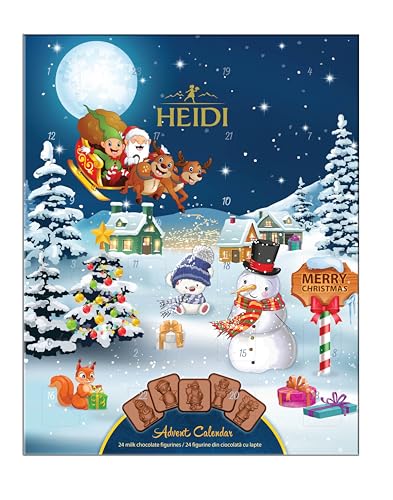 Heidi Schoko-Adventskalender 2024, mit 24 Milchschokoladen-Leckereien, Geschenk für Kinder und Erwachsene, klassisches Weihnachtsdesign von Heidi