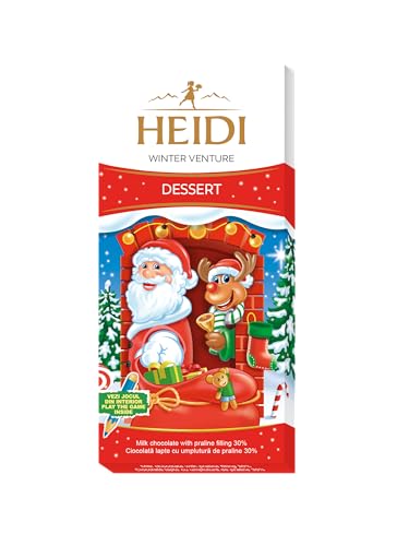 Heidi Winterventure Santa & Rudolph 90g, Festlicher Schokoriegel Milk & Cookies, 1 x 90g von Heidi