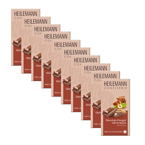 Heilemann Confiserie Schokolade, Gianduja-Nougat mit Krokant, 10 x 100 g von Heilemann Confiserie