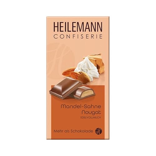 Heilemann Confiserie Schokolade, gefüllte Praliné-Tafeln, 100 g (Mandel-Sahne-Nougat Edelvollmilch) von Heilemann Confiserie