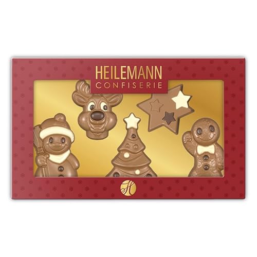 Heilemann Geschenkpackung mit Weihnachtsfiguren aus Edellvollmilch-Schokolade dekoriert, 100 g von Heilemann Confiserie