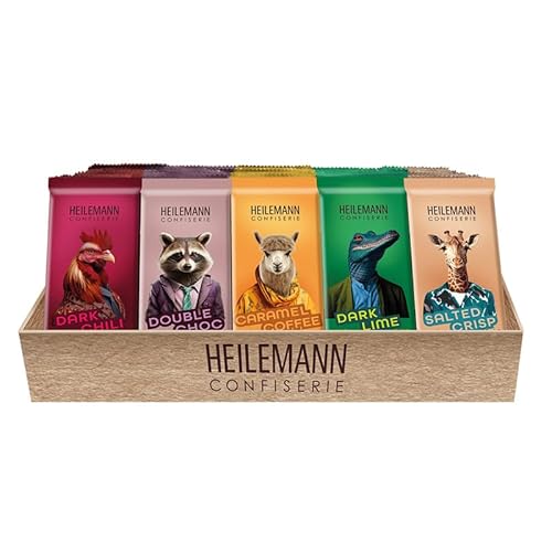 Heilemann Mini Schokoladen-Tafel, the maskedchocolate Mix-Karton, 70 x 37 g von Heilemann Confiserie