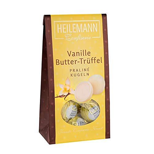 Heilemann Praliné-Kugeln, gefüllte Schokoladenkugeln, im Beutel (Vanille-Butter-Trüffel, weiße Schokolade) von Heilemann Confiserie