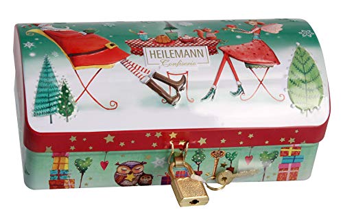 Heilemann Weihnachtsdose (Schatzkiste mit Praliné-Kugeln und Schoko-Figuren) von Heilemann Confiserie