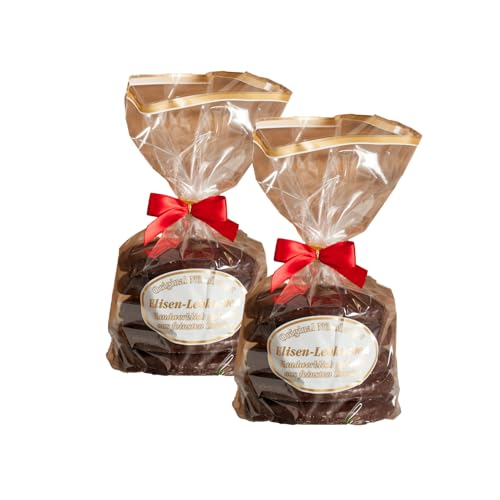 Original Nürnberger Elisen-Lebkuchen - 37% Nussanteil - handgefertigt - im Klarsichtbeutel mit roter Schleife, Inhalt: Lebkuchen Schoko 10 Stück, 800 g von Heilkräuter Manufaktur