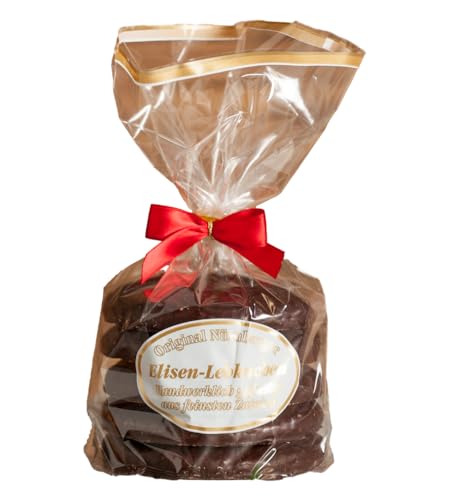 Original Nürnberger Elisen-Lebkuchen - 37% Nussanteil - handgefertigt - im Klarsichtbeutel mit roter Schleife, Inhalt: Lebkuchen Schoko 5 Stück, 400 g von Heilkräuter Manufaktur