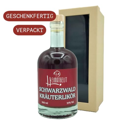 Schwarzwald Kräuterlikör 500ml, 35% vol. weihnachtlich geschenkfertig verpackt. von Heimatgeist