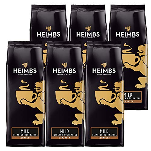 HEIMBS Mild Feinster Röstkaffee, 250g gemahlen, 6er Pack von Heimbs