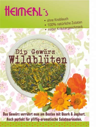 HEIMERLs Gewürzdip Wildblüten mit Gartenkräuter I Leckeres Gewürz zum Zubereiten von Dip, Sauße und vegetarischen Brotaufstrich | ohne Zusatz von Glutamat | auch zum Kochen und Grillen geeignet von Heimerls Wild- und Heilpflanzen