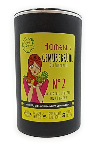 HEIMERLs Gemüsebrühe Nr.2 - Die Herzhafte - in der 500g Dose - mit Extra Dill, Piment & Lorbeer von Heimerls Wild- und Heilpflanzen