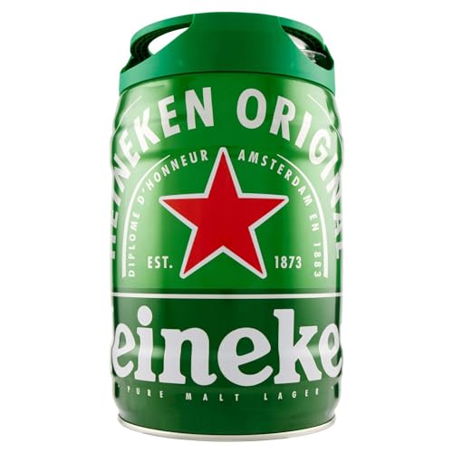 Heineken Pils Bier (1 x 5 l Fass) - Draught Keg Bier-Fass mit Zapfhahn, 5% Alkoholgehalt, 100% natürliche Zutaten, erfrischend milder Geschmack von Heineken