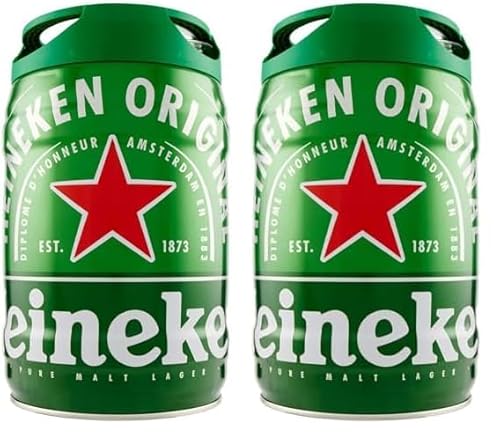 Heineken Pils Bier (1 x 5 l Fass) - Draught Keg Bier-Fass mit Zapfhahn, 5% Alkoholgehalt, 100% natürliche Zutaten, erfrischend milder Geschmack (Packung mit 2) von Heineken