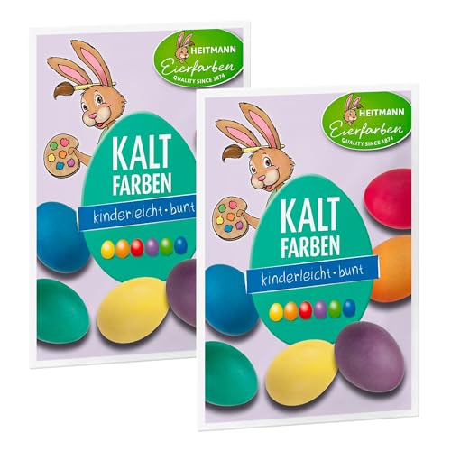 Heitmann Deco Eierfarben Kalt, 2er Pack: Ostereierfarben zur Kaltfärbung, in 6 Farben (Gelb, Orange, Rot, Grün, Blau, Violett), kinderfreundlich, Tabletten von Heitmann Eierfarben