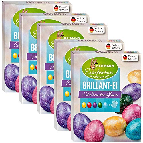 Heitmann Eierfarben Brillant - 5 flüssige Eierfarben mit Glanz-Effekt (5er Pack) von Heitmann Eierfarben