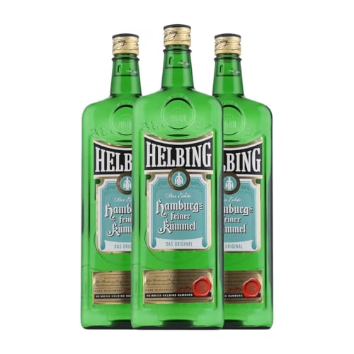 Schnaps Helbing. Hamburgs Feiner Kümmel 1 L (Karton mit 3 Flaschen von 1 L) von Helbing