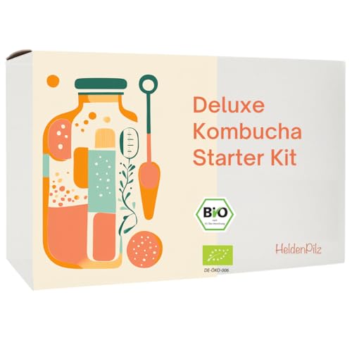 HeldenPilz® Bio Kombucha Starter Set – Komplettes Set inkl. Premium SCOBY, Bio-Zutaten & Anleitung | Einfach Kombucha selber brauen | Nachhaltig & plastikfrei verpackt von HeldenPilz