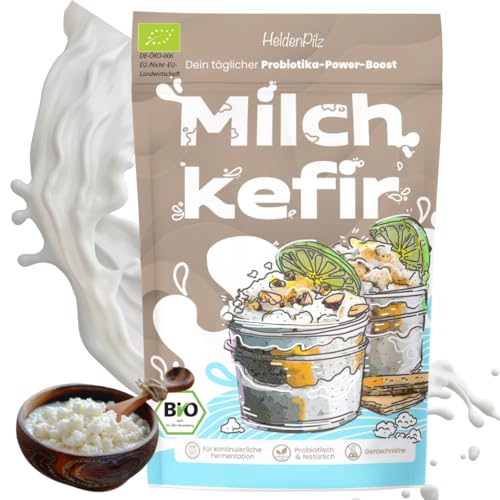 HeldenPilz - BIO Milchkefir Starterkultur – 100% lebende Kefirknollen für unendliche Milchkefir-Herstellung | Einfach, nachhaltig & wiederverwendbar | Perfekt für DIY-Fermentation von HeldenPilz