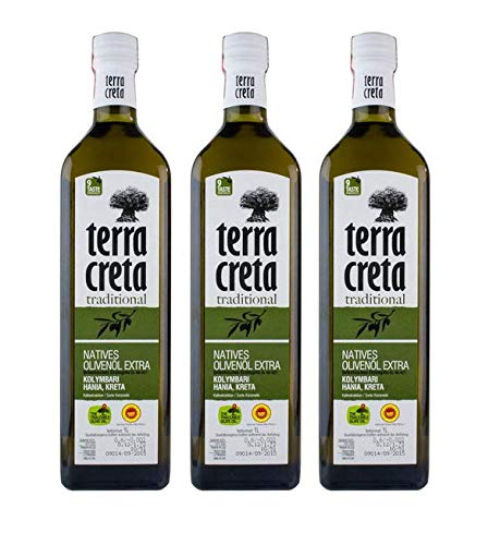 3x 1 L Terra Creta kretisches Olivenöl extra nativ kaltgepresst im Set - Kolympari Koroneiki Oliven Öl 3 Liter + 10ml Probiersachet Olivenöl aus dem Süden Kretas von Hellenikos