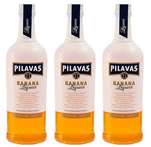 3x 700ml Pilavas Likör Banane 25% 2,1L griechischer Bananenlikör Liqueur Aperitif süßer Schnaps Absacker + Probiersachet 10ml Olivenöl von Hellenikos