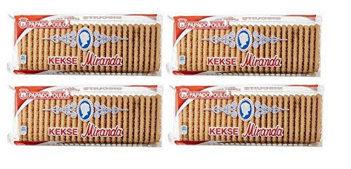 4x 250g Original Miranda Kekse aus Griechenland 1000g Papadopoulos Kekse Biscuits Frühstück Gebäck + 10ml Probiersachet kretisches Olivenöl von Hellenikos