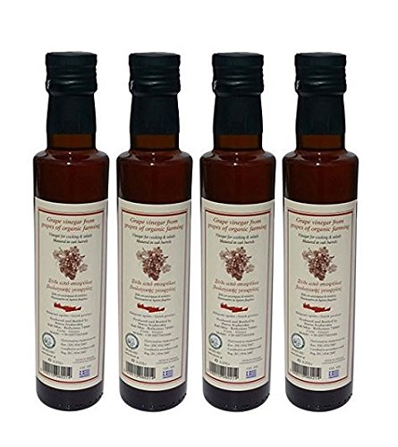 4x 250ml roter Essig BIO aus Weintrauben 4 Flaschen im Set Rotwein Essig Rotweinessig Weinessig aus Griechenland 1 Liter gesamt + 10ml Probiersachet Olivenöl von Kreta von Hellenikos