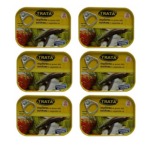 6x 100g Sardinen in Öl eingelegt Trata Griechenland Fisch in Öl Konserve + Olivenöl Probiersachet von Kreta von Hellenikos