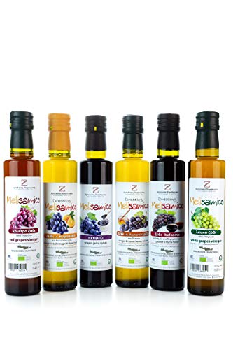 6x 250ml griechischer Essig und Dressings BIO aus Weintrauben im Set - Balsamico Weißwein-Essig Rotwein-Essig Weinessige mit Thymianhonig aus Griechenland von Hellenikos