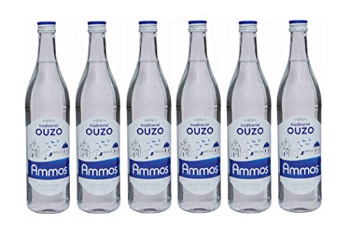 6x Ouzo Ammos 700ml 37,5% Gatsios griechischer leichter milder Uso Ouxo Tresterbrand Trester Schnaps von Hellenikos