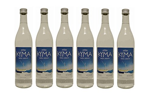 6x Ouzo Kyma 37,5% Vol. von Loukatos aus Patras Peleponnes Griechenland - feiner milder griechischer Trester Anis Schnaps Spar Set + 2 Probiersachets Frappe oder Olivenöl von Hellenikos